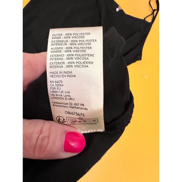 Free People Sheer Black Sleeveless V-Neck Slip Mini Dress Size Large NWOT - Picture 9 of 9